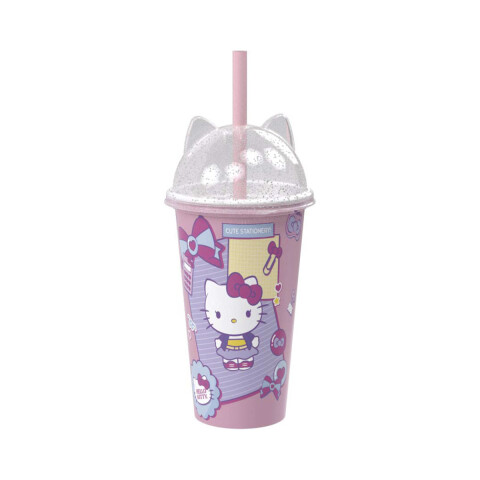 Vaso Plástico Milk Shake con Forma y Pajita Kitty 500 ml U