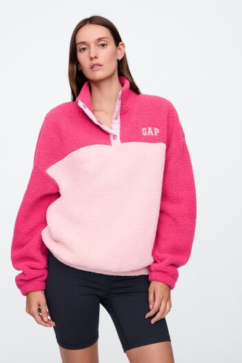 Buzo Corderito Con 3 Botones Logo Gap Mujer Vivacious Pink 19-2045