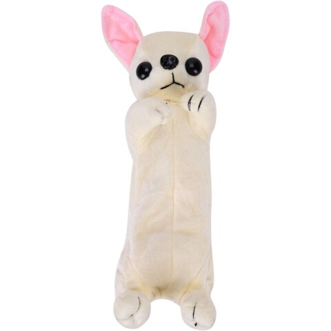 Cartuchera Escolar Peluiche Perro Infantil Con Cierre 2 en 1 Variante Color Blanco