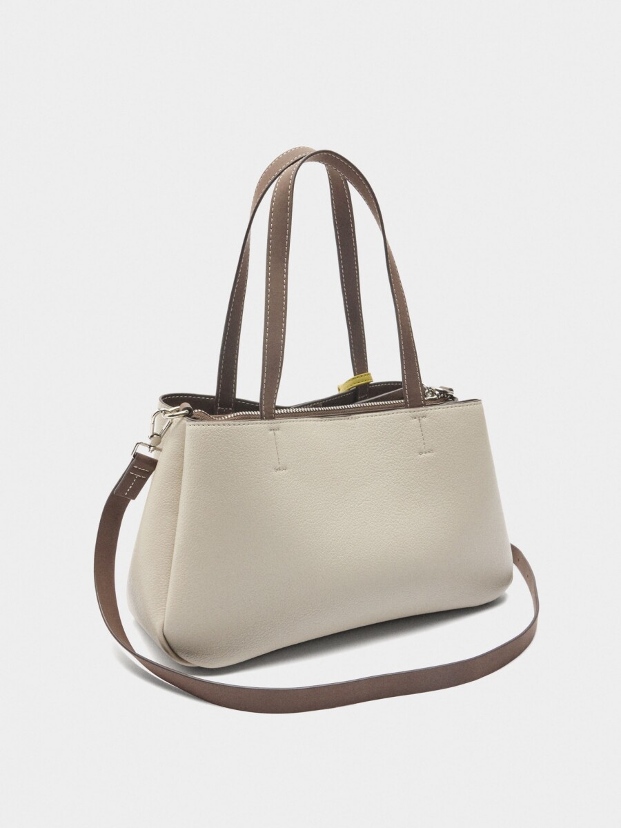 Bolso Tote Liso Con Colgante crudo