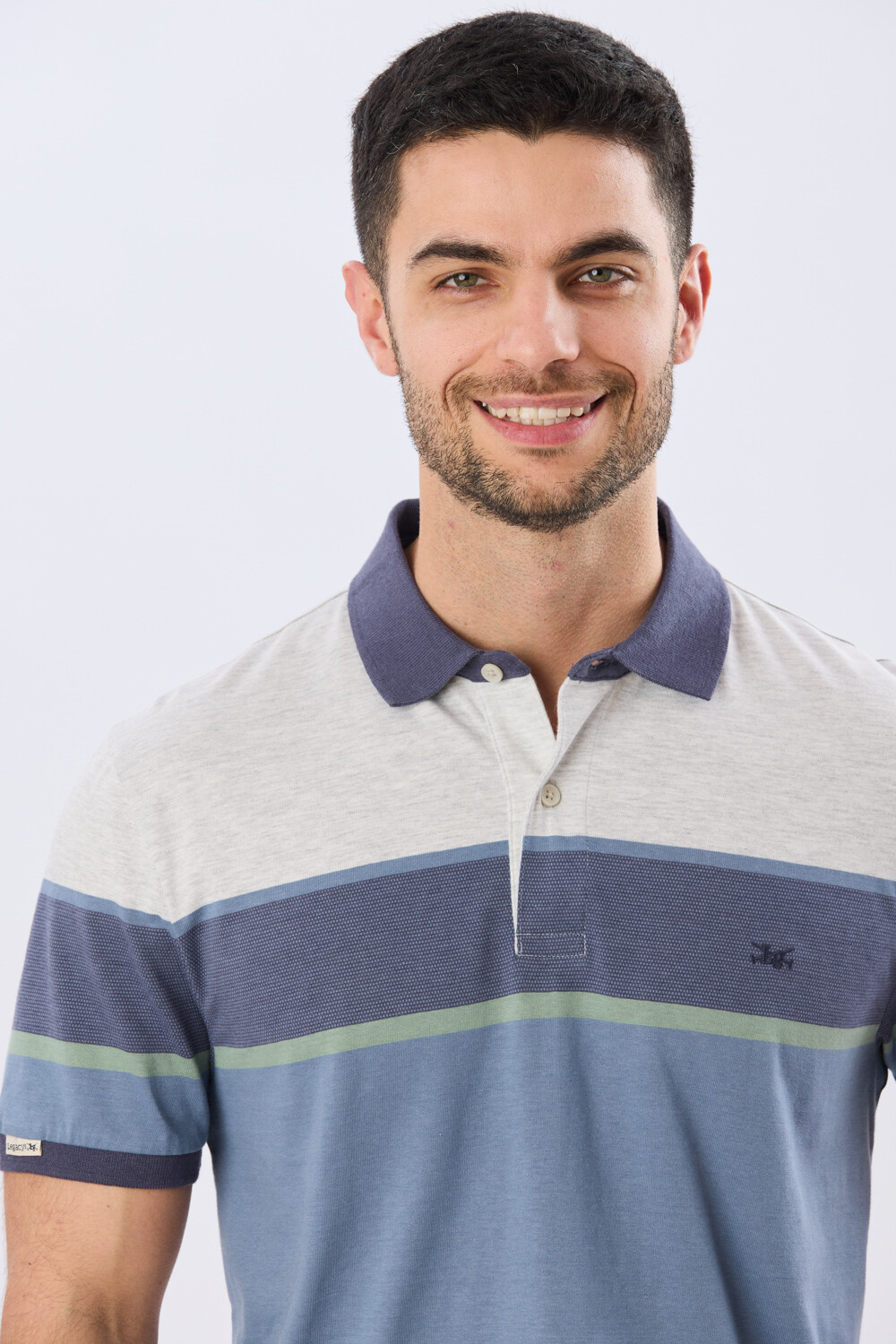 REMERA POLO RAYADA JERSEY Gris