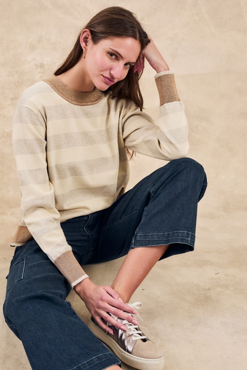 Sweater Rayado - Beige Melange 