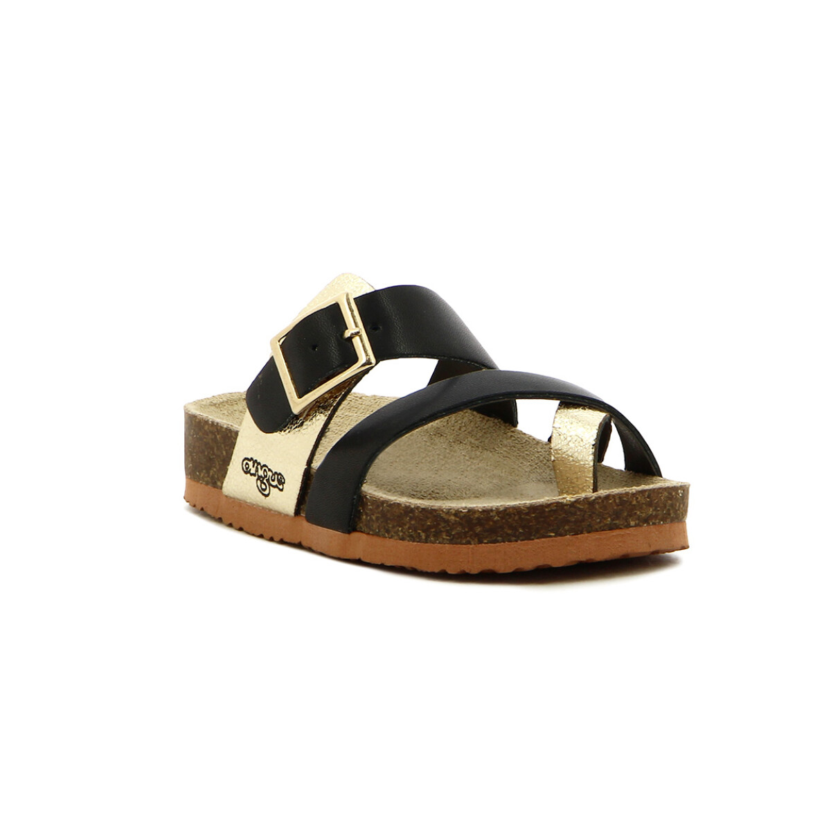 Sandalias Niño Angus Tira Con Hebilla - Negro-dorado 