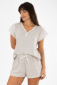 Pijama broderie Gris