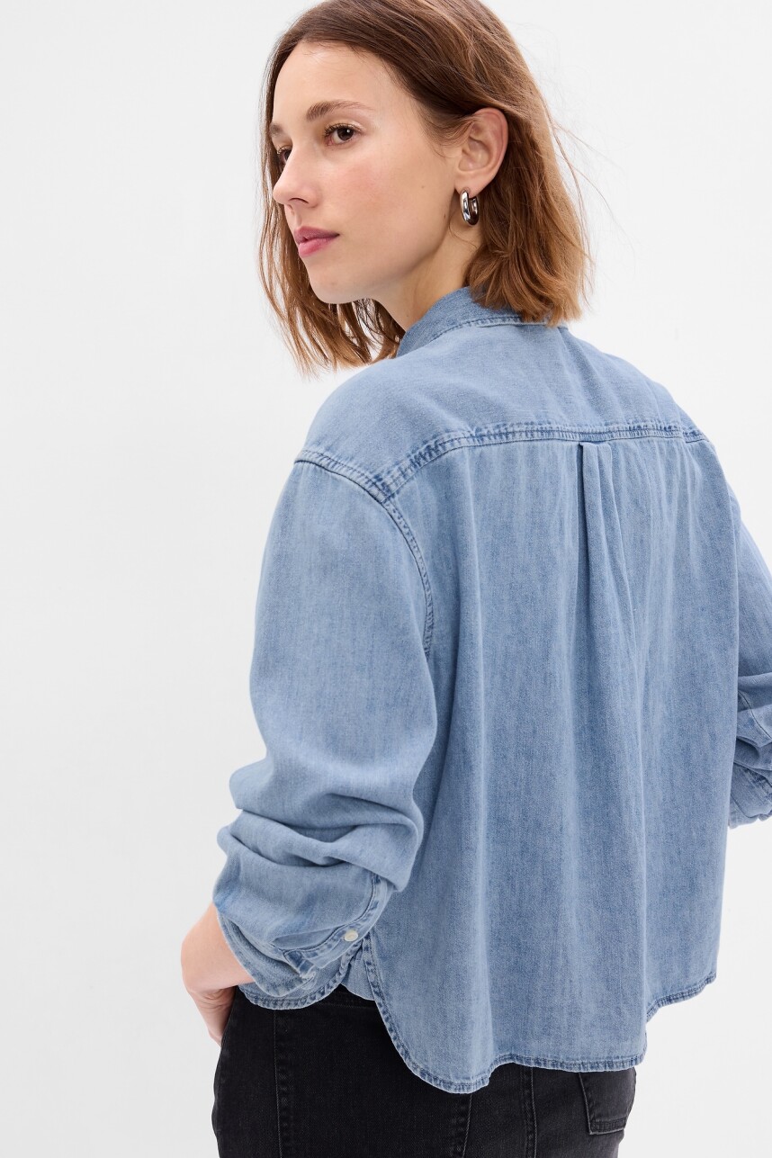 Camisa De Jean Corta Mujer Light Wash