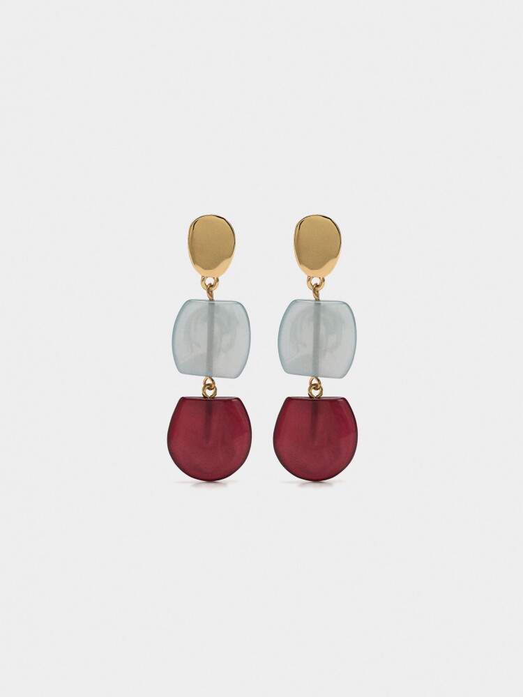Pendientes Largos Efecto Piedra multicolor
