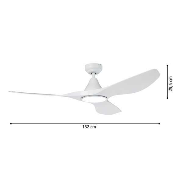 Ventilador de techo blanco Ø1320mm con luz 19W EG0194