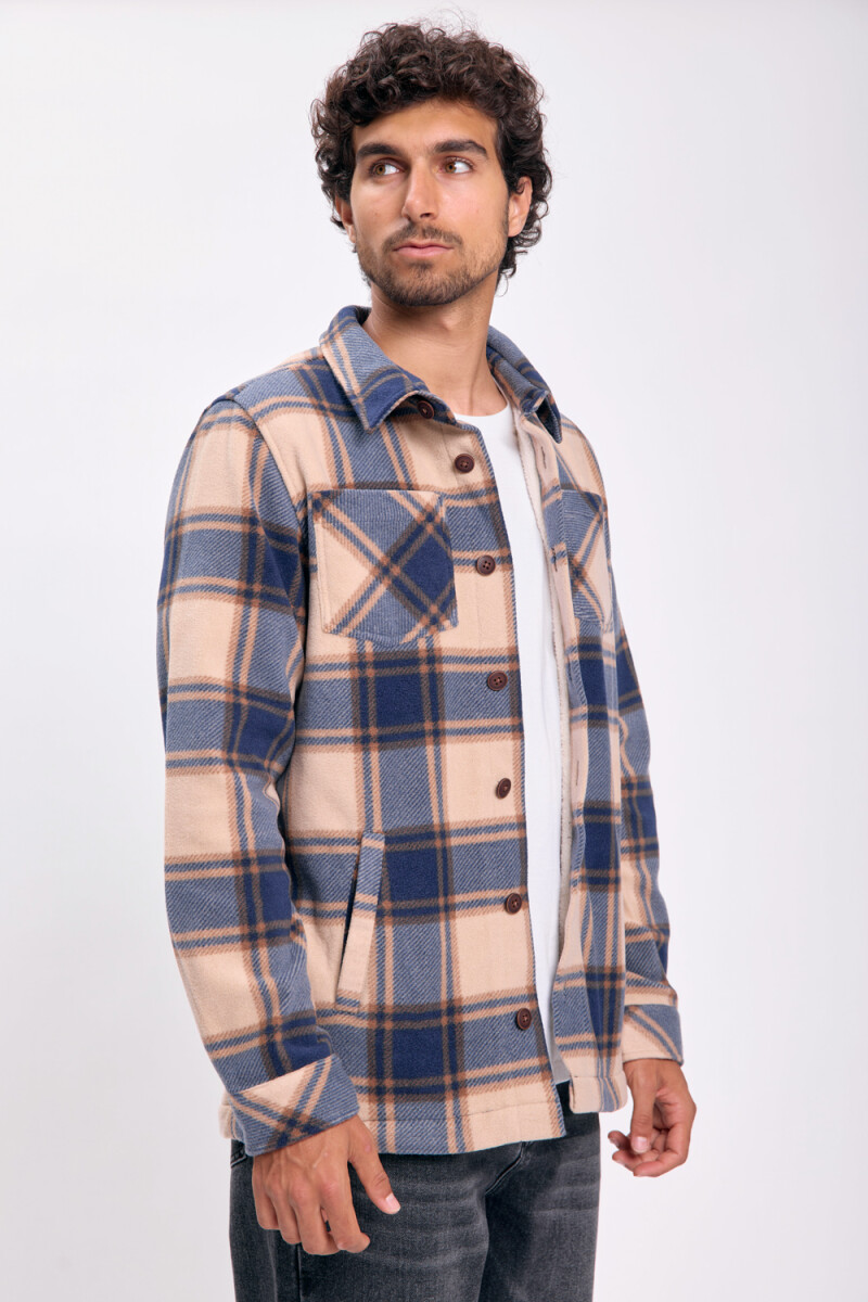 Sobrecamisa con sherpa - Cuadros Tostado 