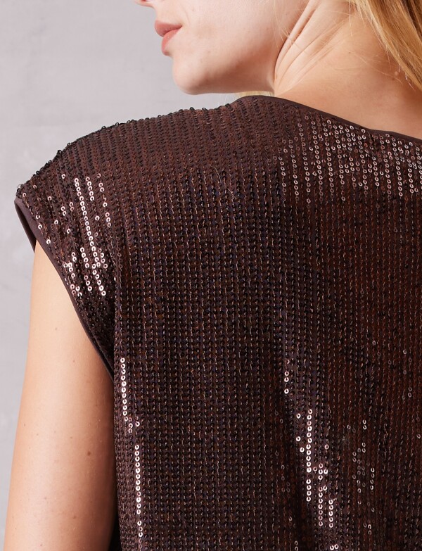 Blusa Lentejuelas MARRON