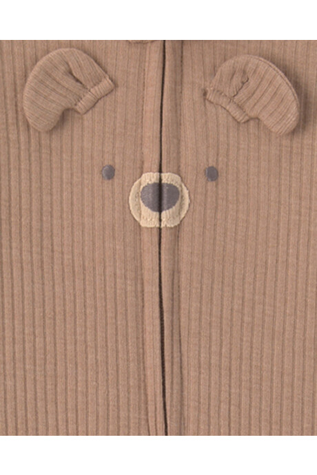 Pijama una pieza de algodón, con pie, marrón, diseño oso Pijama una pieza de algodón, con pie, marrón, diseño oso