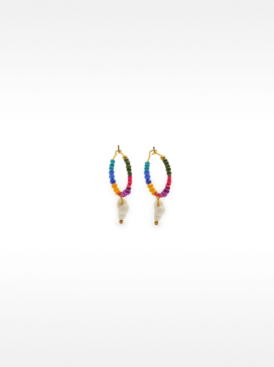 Aros Con Cuentas Multicolor - multicolor 
