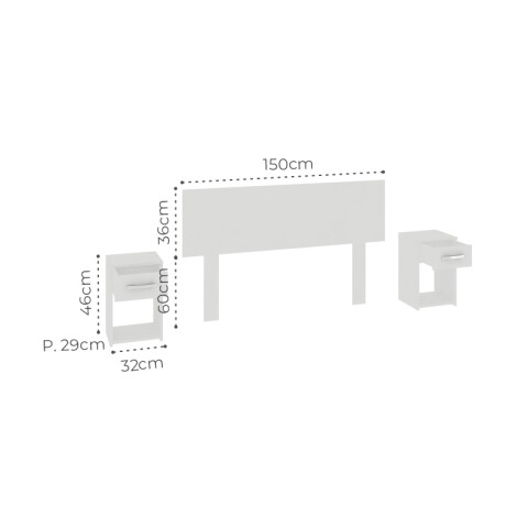 Respaldo de Sommier C / 2 Mesas de Luz - Blanco - MDP - FE Respaldo de Sommier C / 2 Mesas de Luz - Blanco - MDP - FE