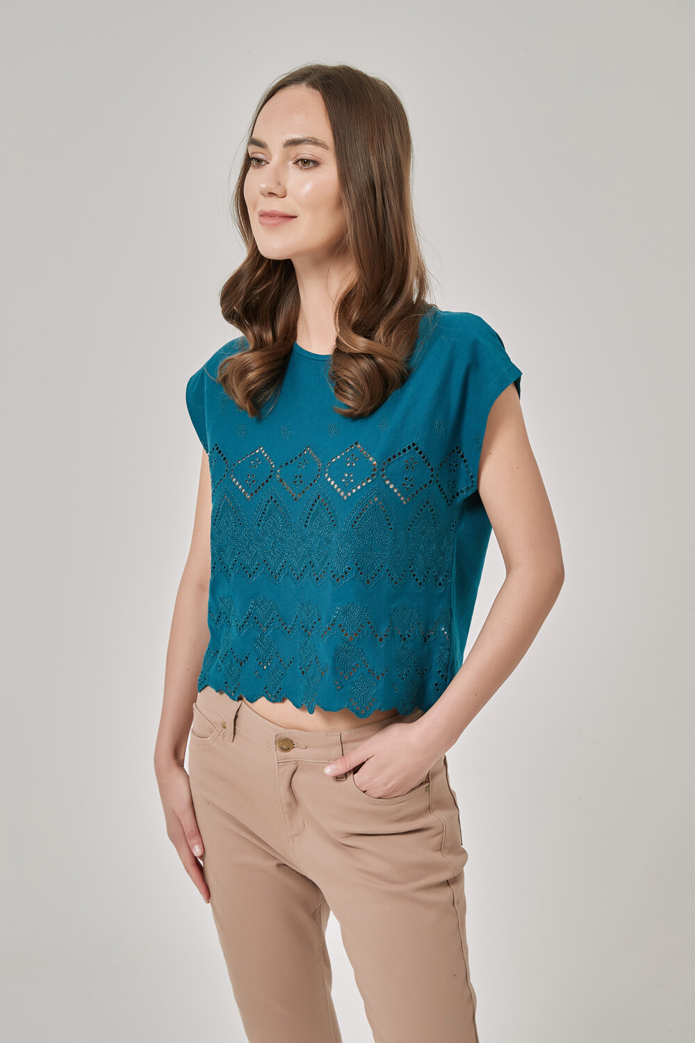 Blusa best sale verde azulado