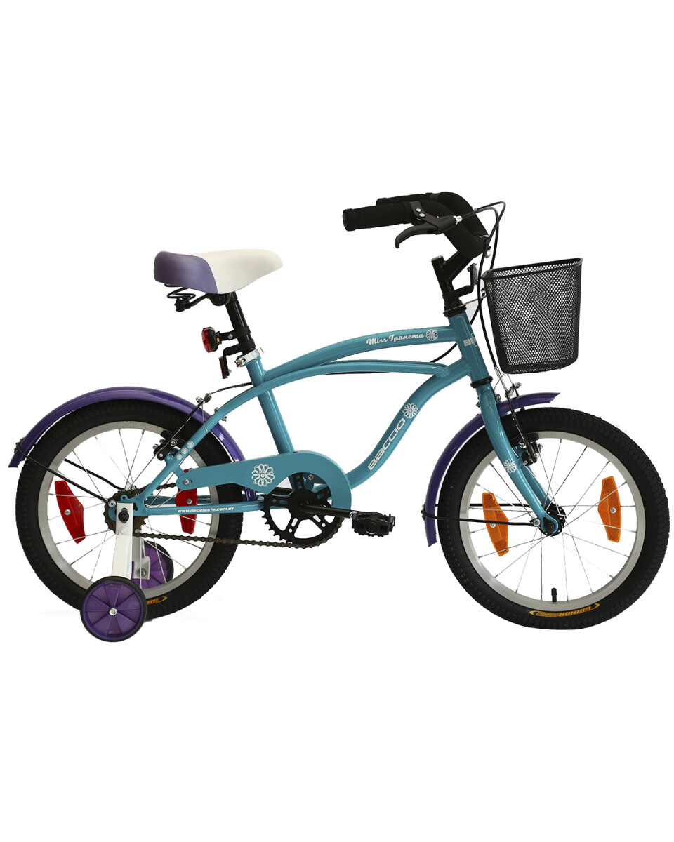 Bicicleta Infantil Baccio Ipanema rodado 16 con canasto - Turquesa/Violeta 