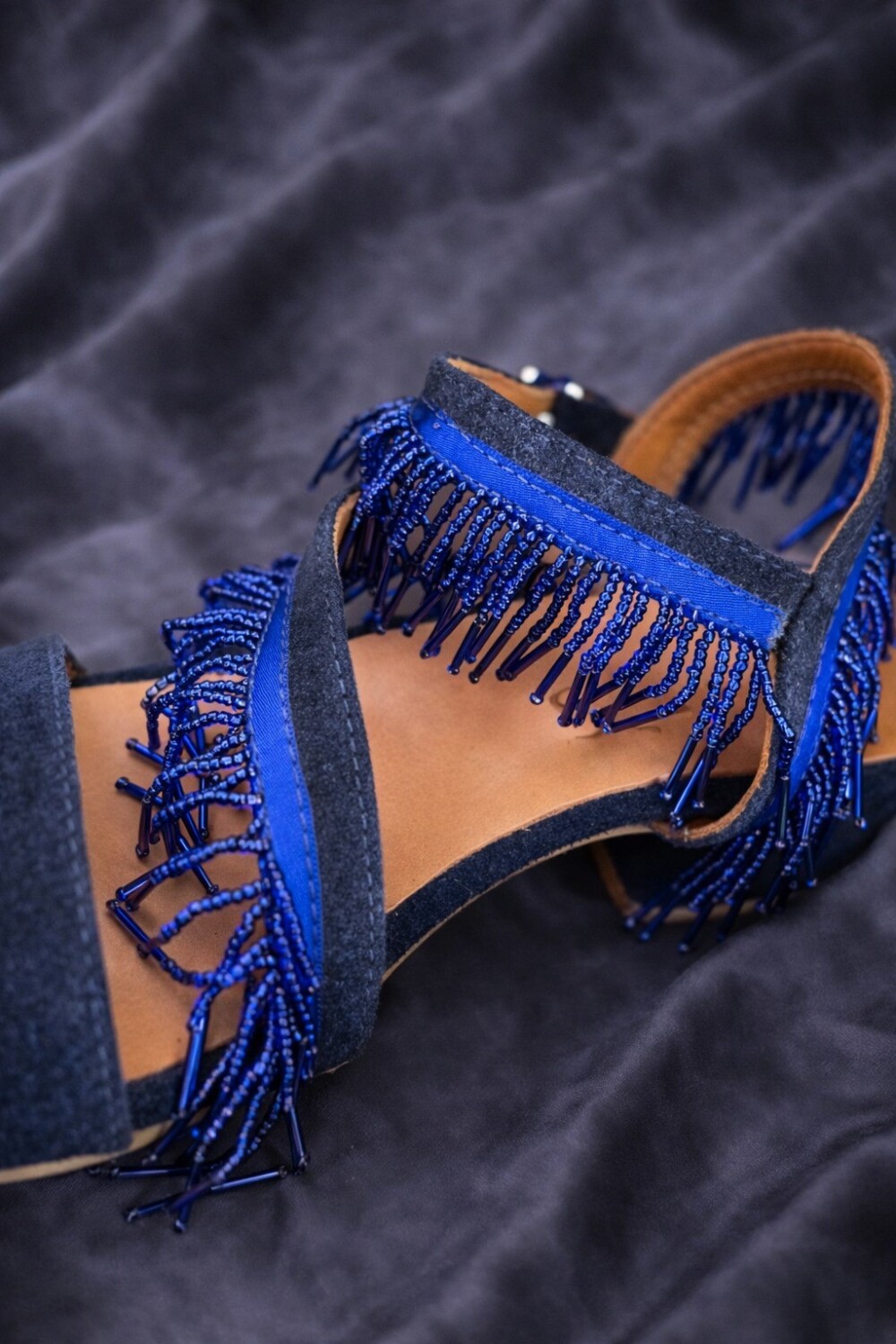 Fringes Sandal Gamuza Azul