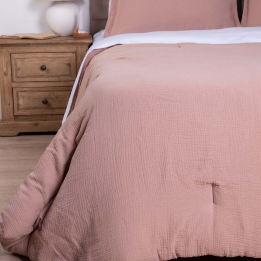 SET DE ACOLCHADO SUPER KING ALGODON-Y-POLIESTER MARRON COTTON GAUZE AVELLANA