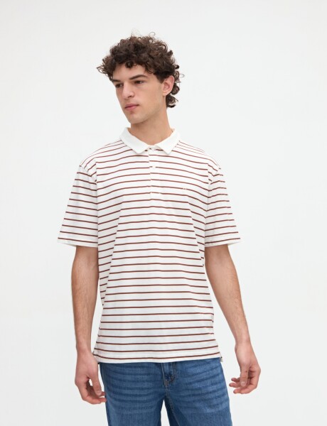 Remera polo Marin Off white Camel