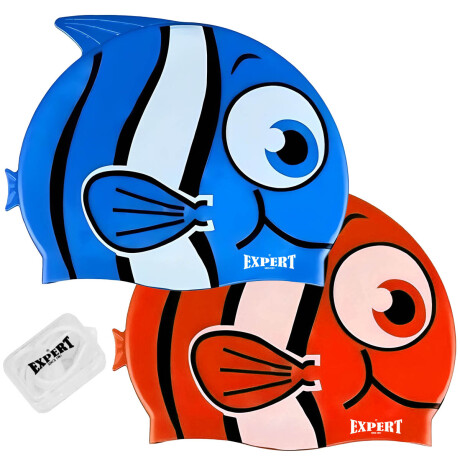 Set X2 Gorras + Clip Nasal + Tapones Peces Infantil Azul