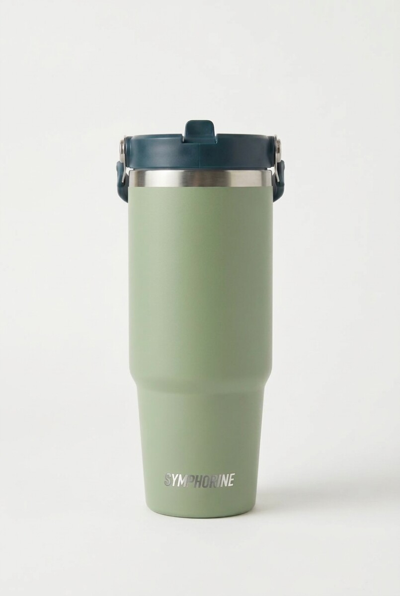 Botella mug térmica de acero inoxidable - verde 