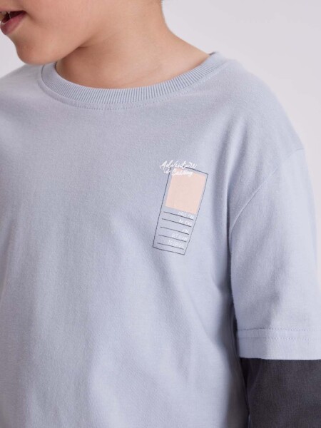 Remera manga larga estampa Celeste