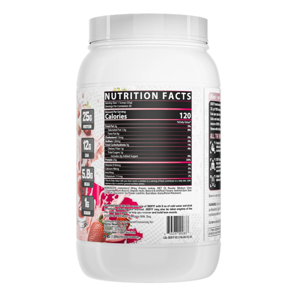 IsoFit Strawberry Cream | Proteína Aislada de Suero | 2 lb- Nutrex IsoFit Strawberry Cream | Proteína Aislada de Suero | 2 lb- Nutrex
