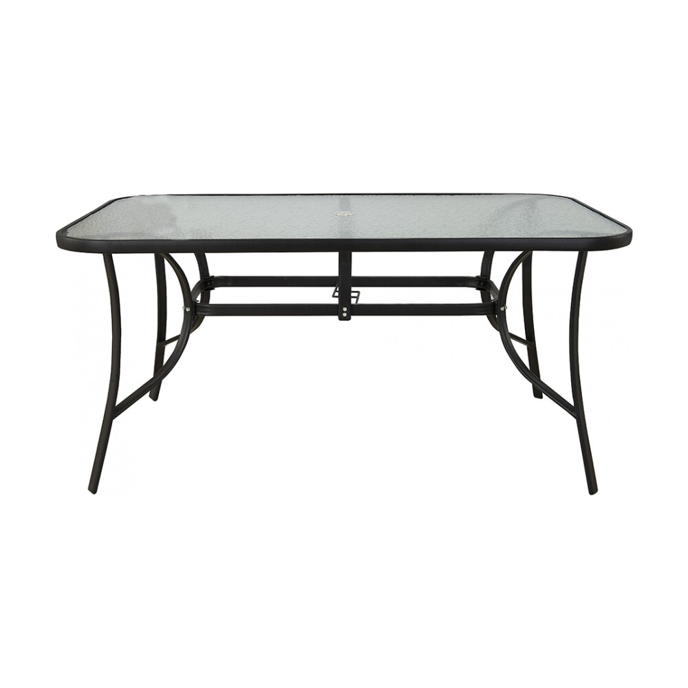 MESA DE COMEDOR ACERO-Y-VIDRIO NEGRO MALACA