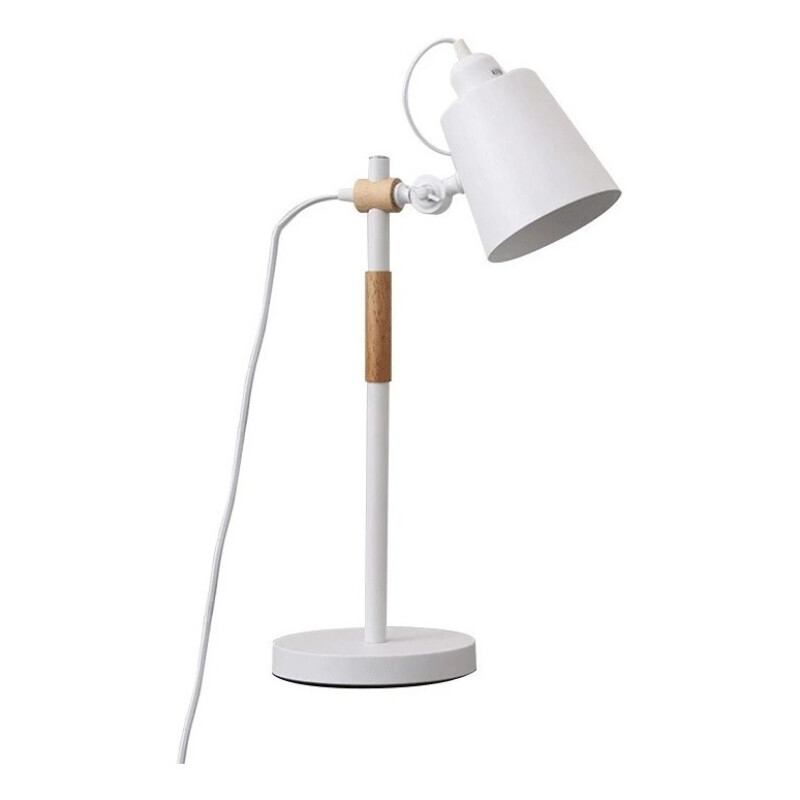 Pack X 2 Lampara Escritorio Portátil Nórdica Metal Y Madera Blanco