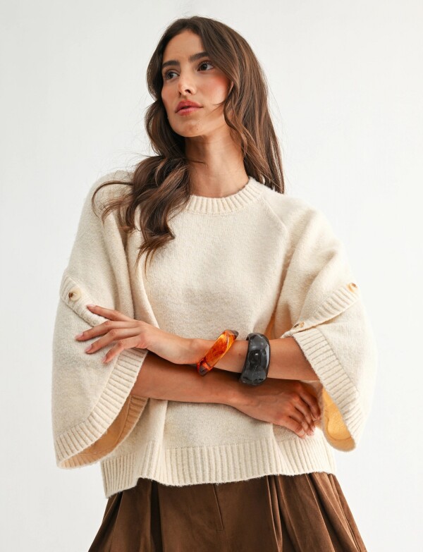 Buzo Dolman Tejido Con Botones BEIGE CLARO