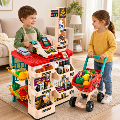 Juego Supermercado Infantil Carrito Caja Registradora Scan Varios