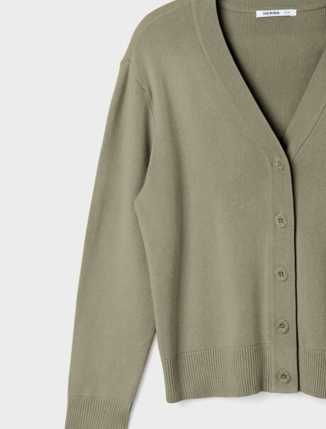 CÁRDIGAN DE PUNTO CON CUELLO EN V VERDE