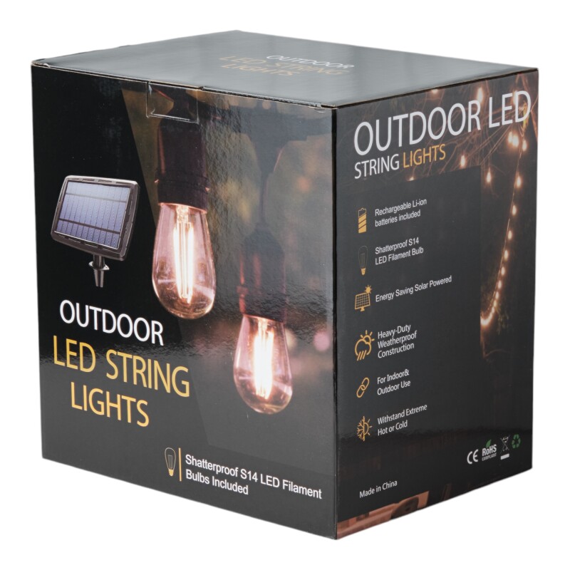 Guia Luces Solares 8mts 12 Lamp Led C/control Y Adaptador Ac Sin Color