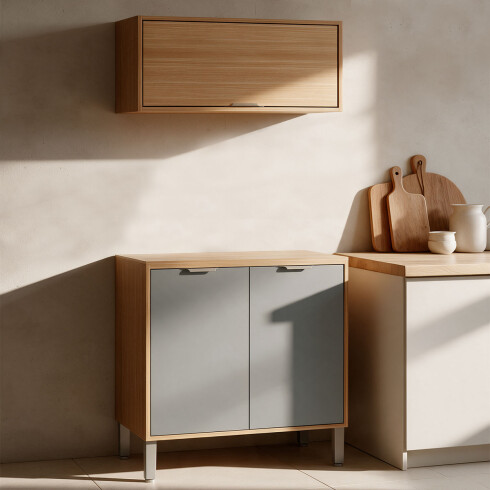 JUEGO DE COCINA 2 MODULOS MESADA MDF LINEA COLORS FREIJO Y VERDE