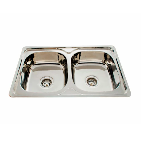 Pileta Para Cocina Doble Brillo Pulida De Acero Inoxidable 78X42X22Cm Dgc 000