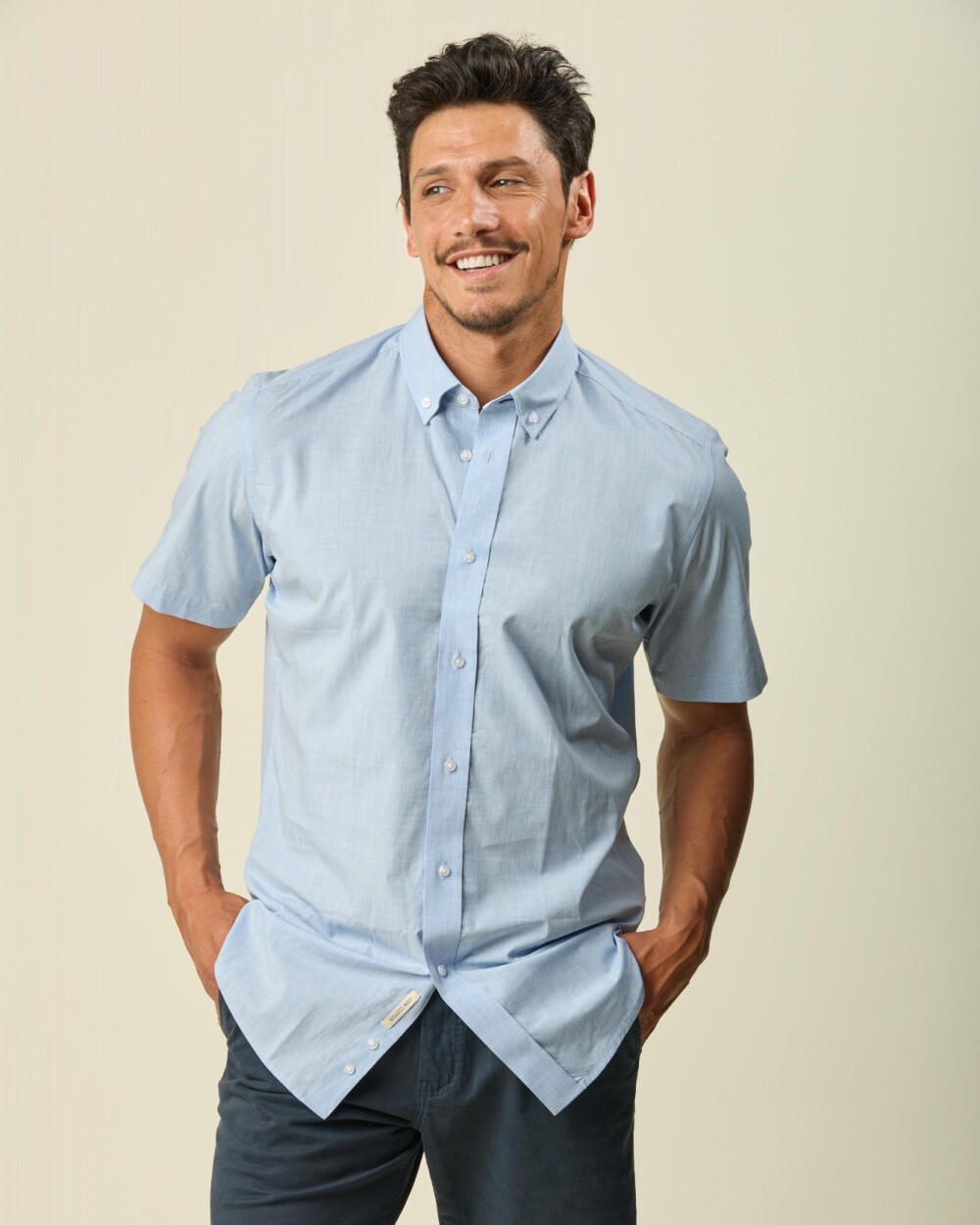 Camisa Manga Corta Celeste