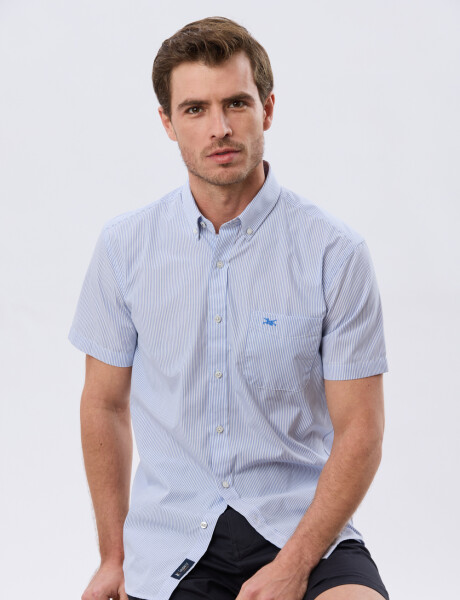CAMISA RAYADA Celeste