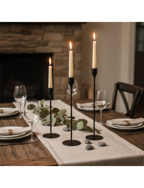 SET 3 CANDELABRO 8x23/28/33CM CON PUNTA NEGRA SET 3 CANDELABRO 8x23/28/33CM CON PUNTA NEGRA