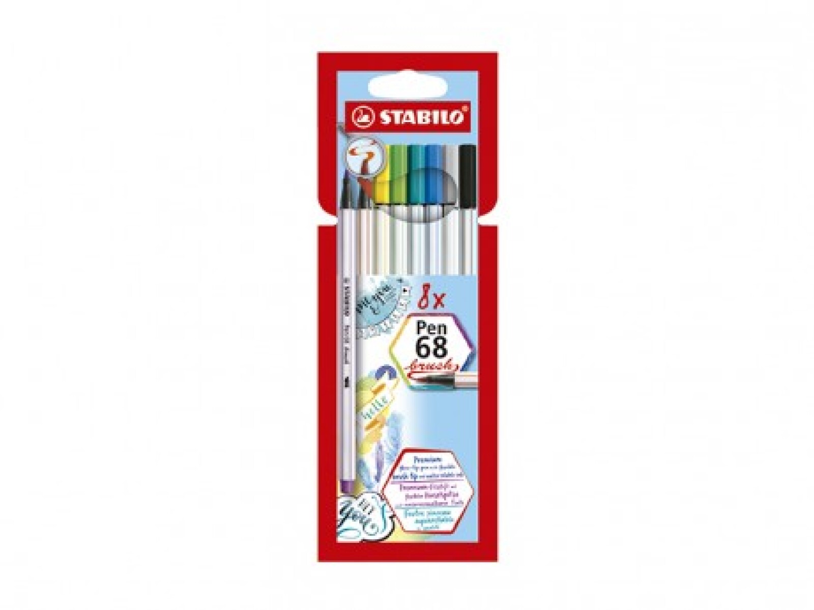 Marcador Stabilo Pen 68 brush - 8 colores 