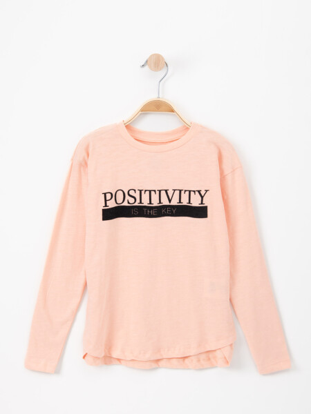 Remera manga larga estampada Positive rosa