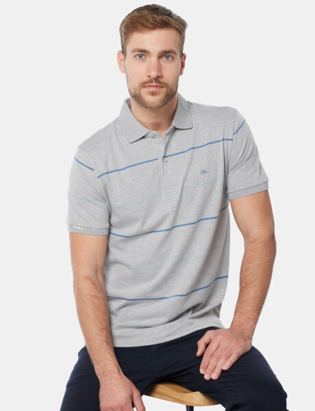 POLO JERSEY RAYADA Gris