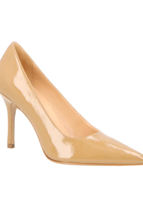 Stiletto Alto Verniz Beige
