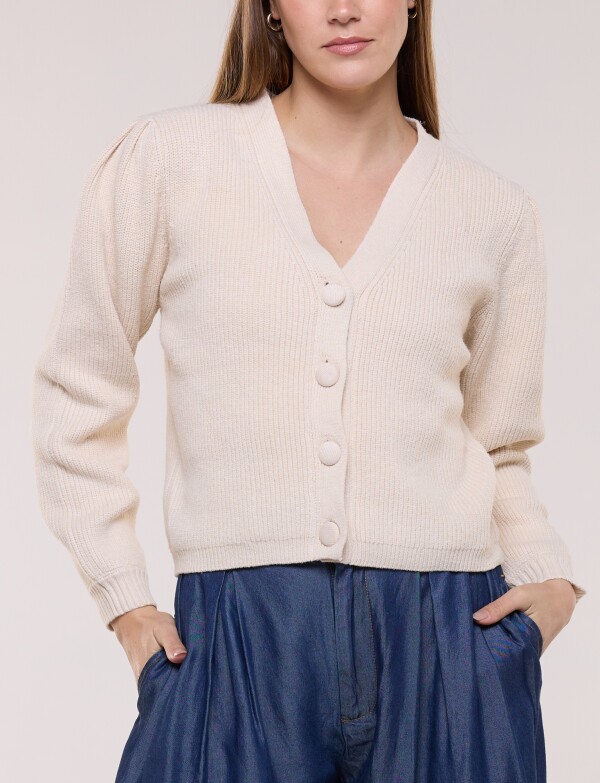 Cardigan Botones Forrados BEIGE