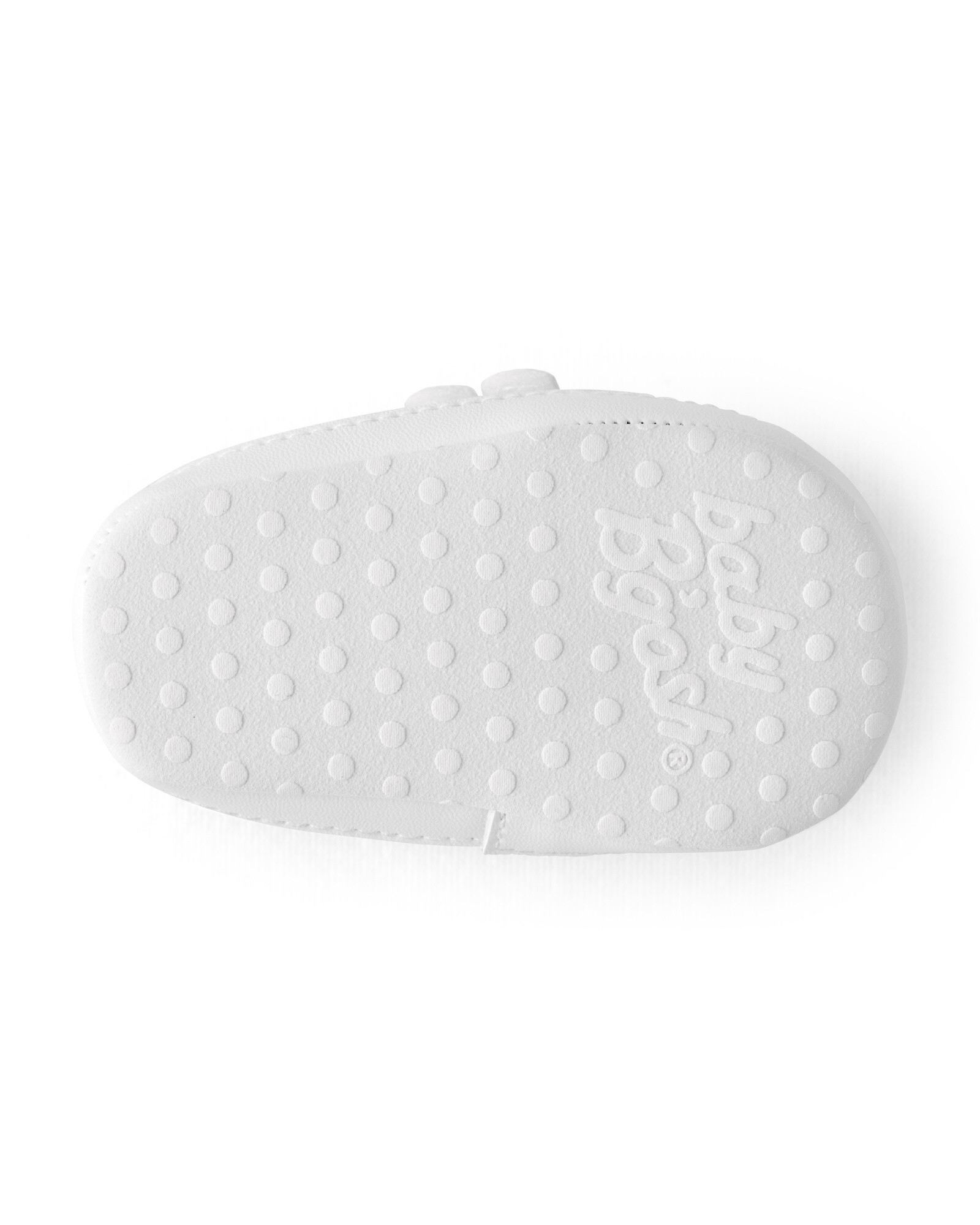 Zapatitos blancos, con velcro, bordes festoneados y lunares bordados Sin color