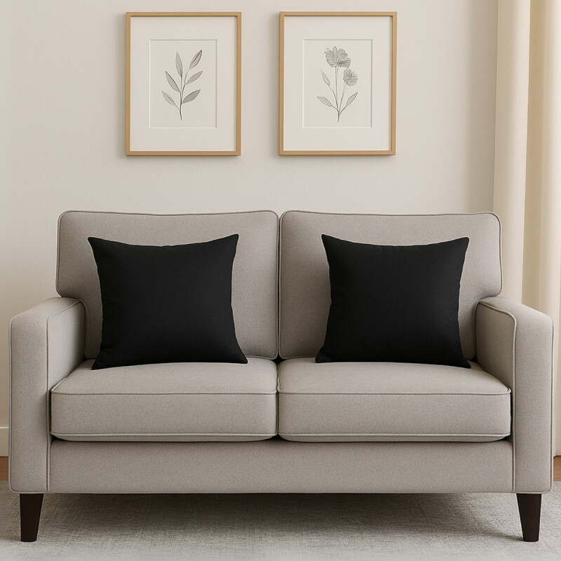 Set x2 funda de almohadones lisa 43 x 43 cm NEGRO