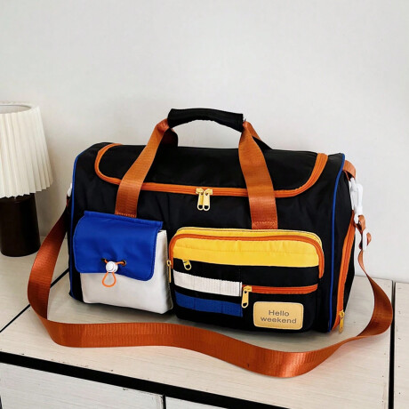 Bolso de viaje con bolsillos múltiples Negro