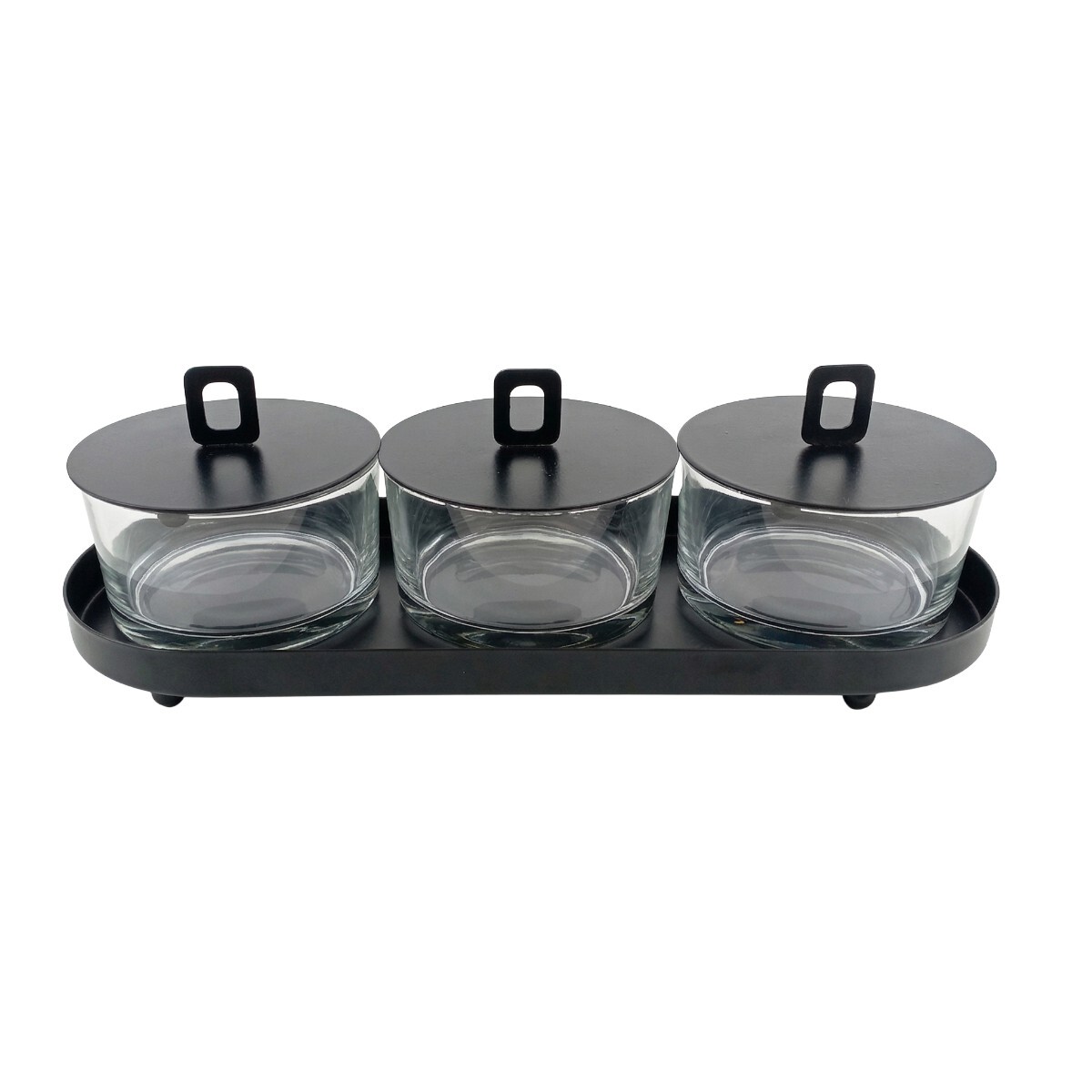 SET BOWLS C/TAPA NEGRA 4PZAS 