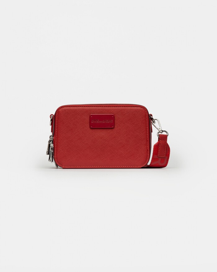 Bandolera New Penny en efecto cuero zaffiano Rojo