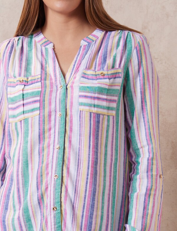 Blusa Lino Lineas MULTI/BLANCO