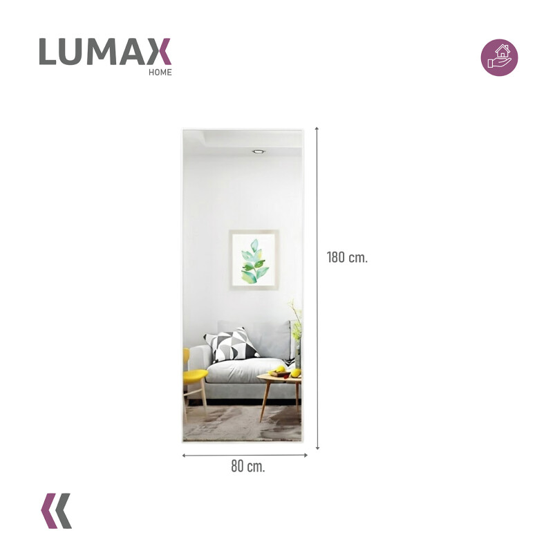 Espejo De Pie Lumax Rox Marco Rectangular 80 x 180cm Blanco