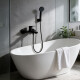 DUCHA EXTERNA MONOCOMANDO CON TRANSFERENCIA MATE LINEA NEGRO