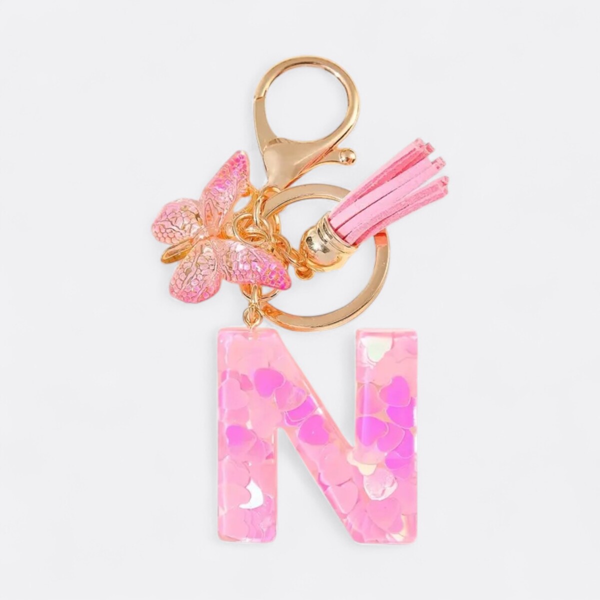 Llavero de letras - N rosa 